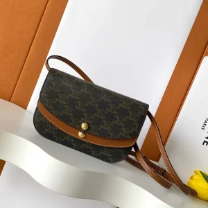 CELINE Monogram Crossbody Bag with Tan Leather Trim image 1