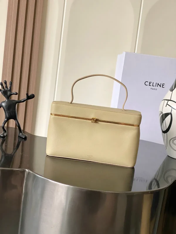 CELINE Beige Top Handle Bag with Triomphe Clasp image 1