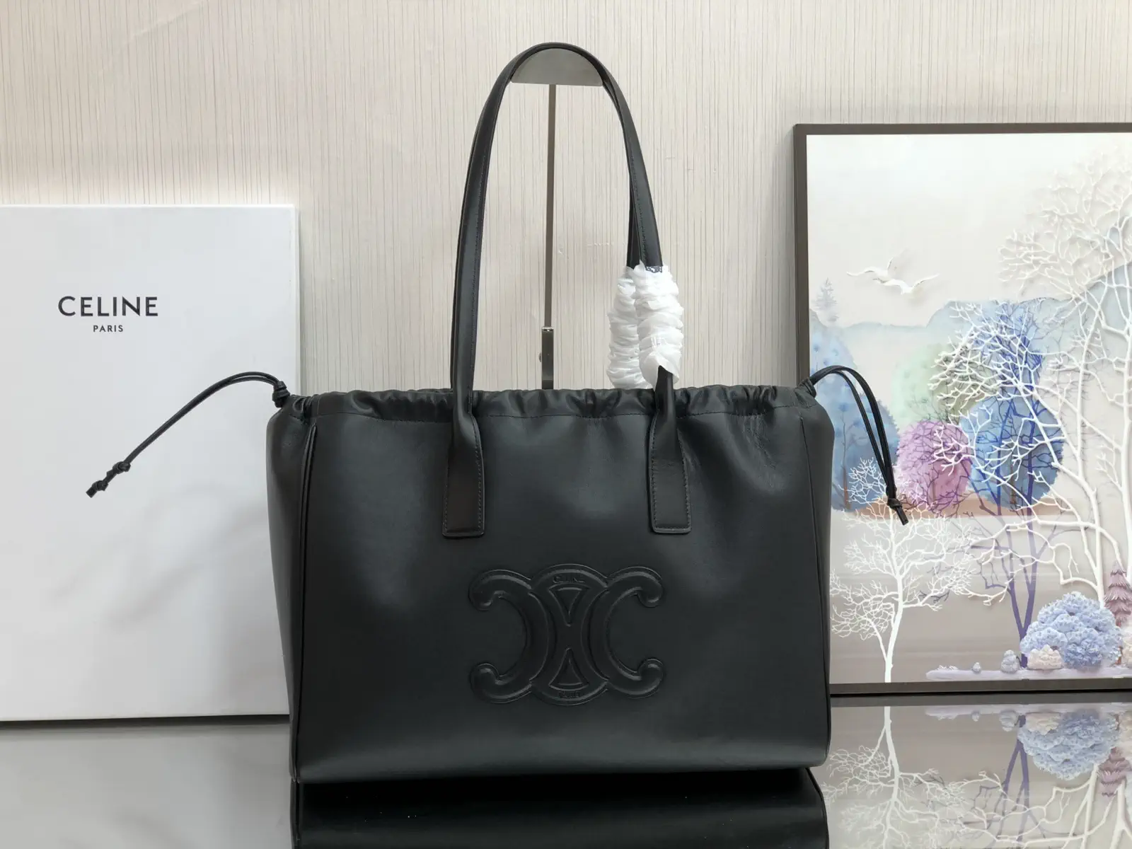 CELINE CABAS TRIOMPHE Smooth Calfskin Drawstring Tote Bag image 1