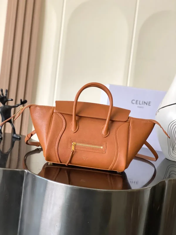 CELINE Tan Leather Top Handle Bag image 1