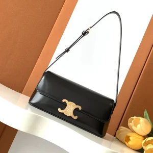 CELINE Black Shoulder Bag with Gold Triomphe Closure image 1