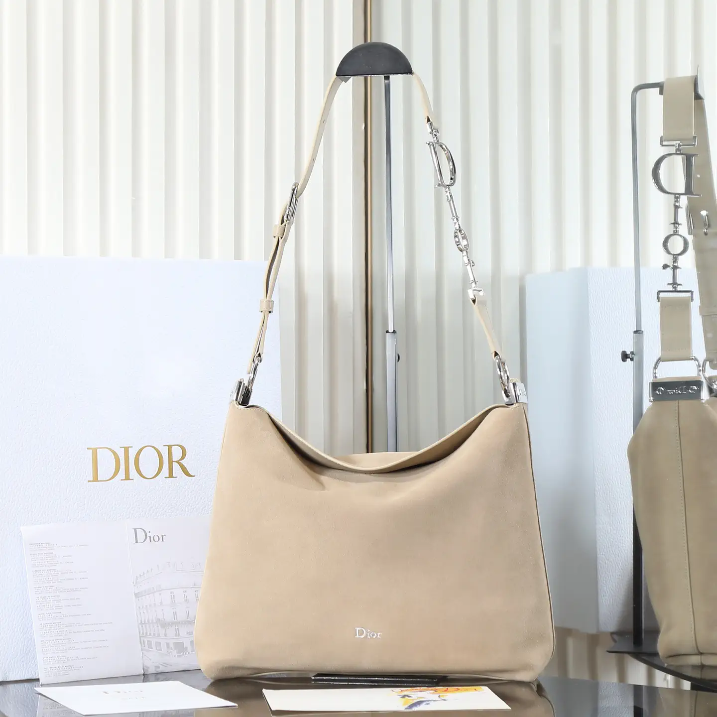 Dior Beige Suede Hobo Shoulder Bag image 1