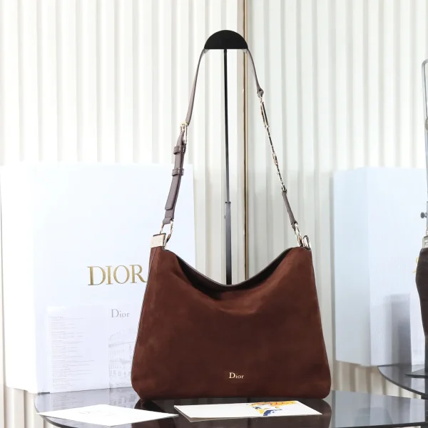 Dior Brown Suede Hobo Shoulder Bag image 1