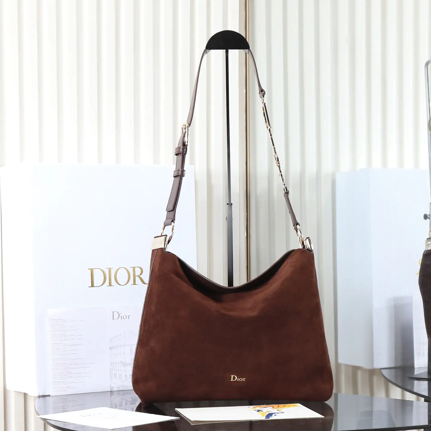 Dior Brown Suede Hobo Shoulder Bag image 1
