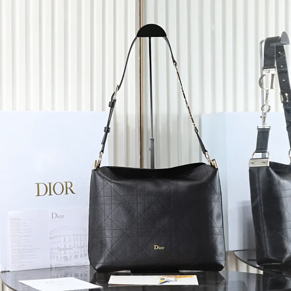 Dior Black Quilted Hobo Shoulder Bag image 1