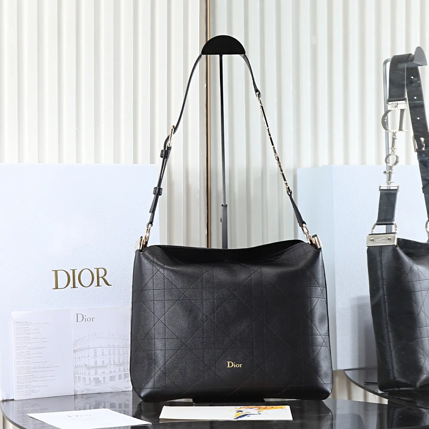 Dior Black Quilted Hobo Shoulder Bag image 1
