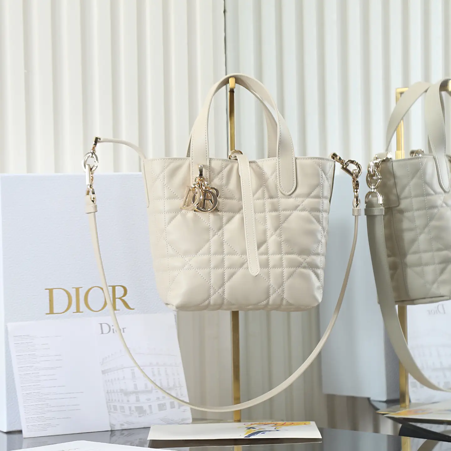 Dior Quilted Top Handle Bag with Detachable Shoulder Strap image 1