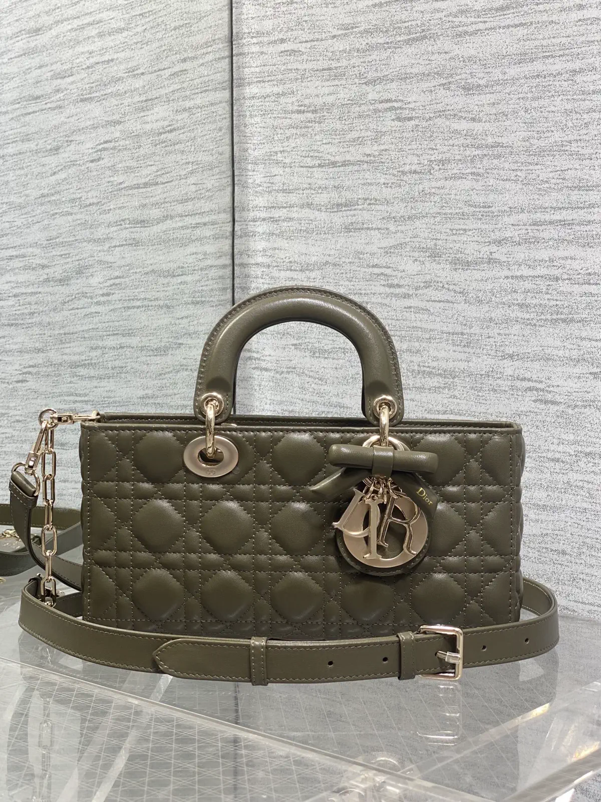 Dior Quilted Top Handle Bag with Bow Charm image 1
