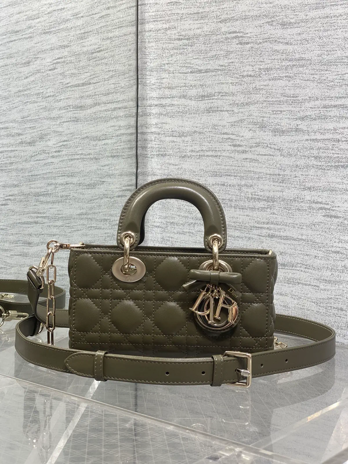 Dior Quilted Mini Top Handle Bag with Bow Charm image 1