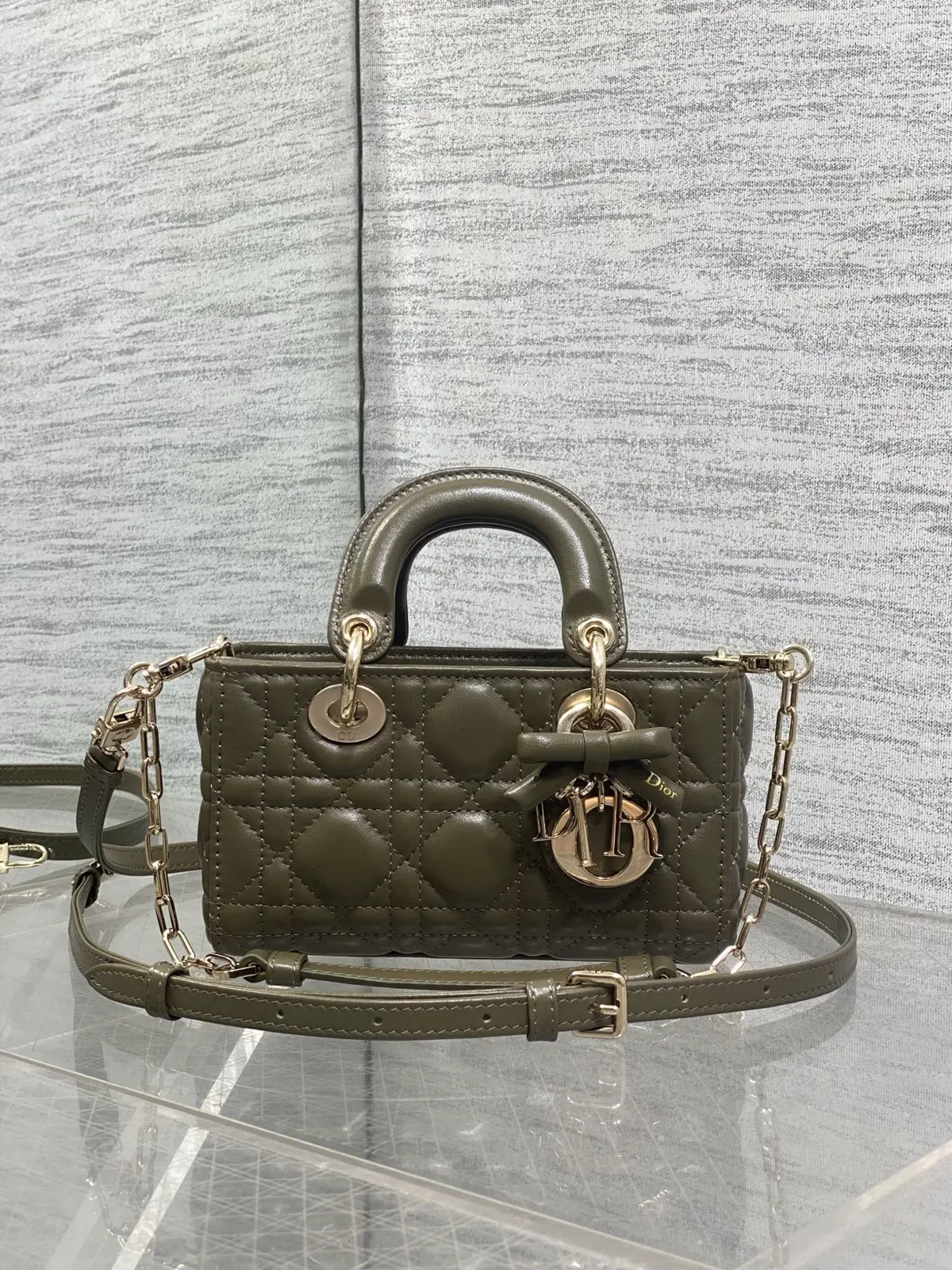 Dior Olive Green Quilted D-Joy Top Handle Bag image 1