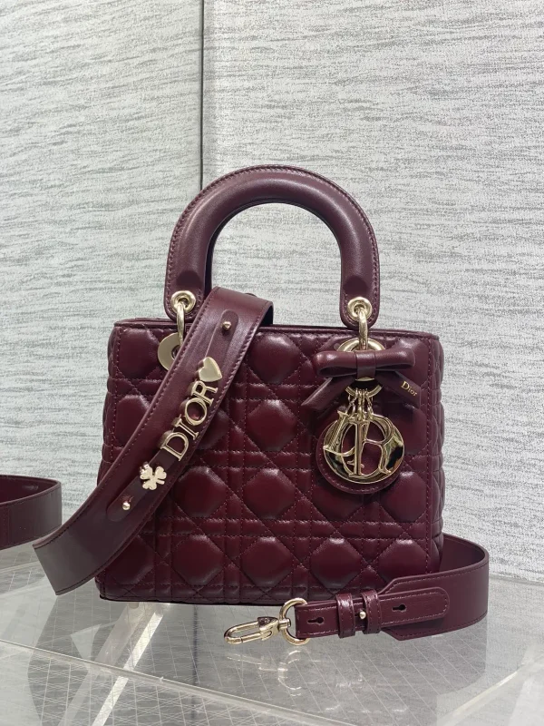 Dior Quilted Top Handle Bag with Bow Charm image 1