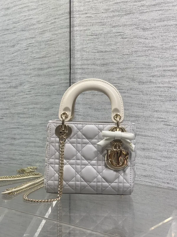 Dior Quilted Top Handle Bag with Bow Charm image 1