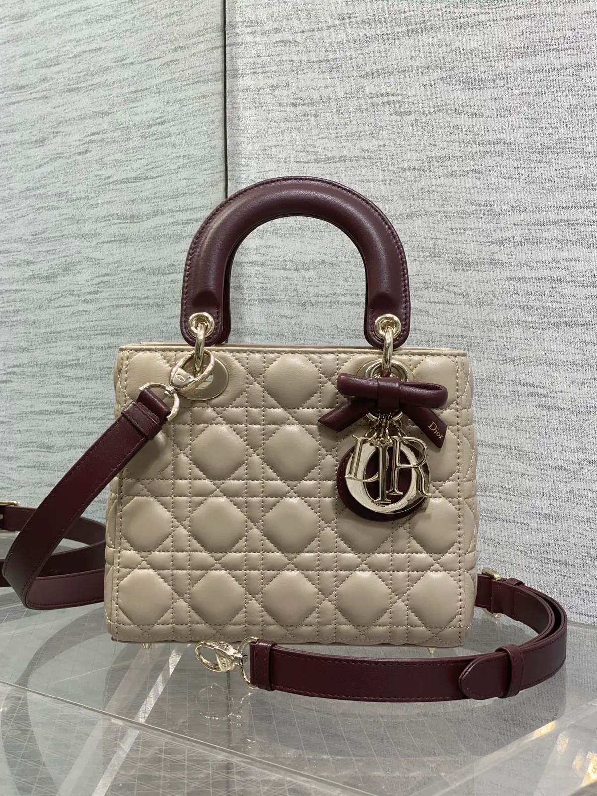 Dior Quilted Top Handle Bag with Bow Charm image 1