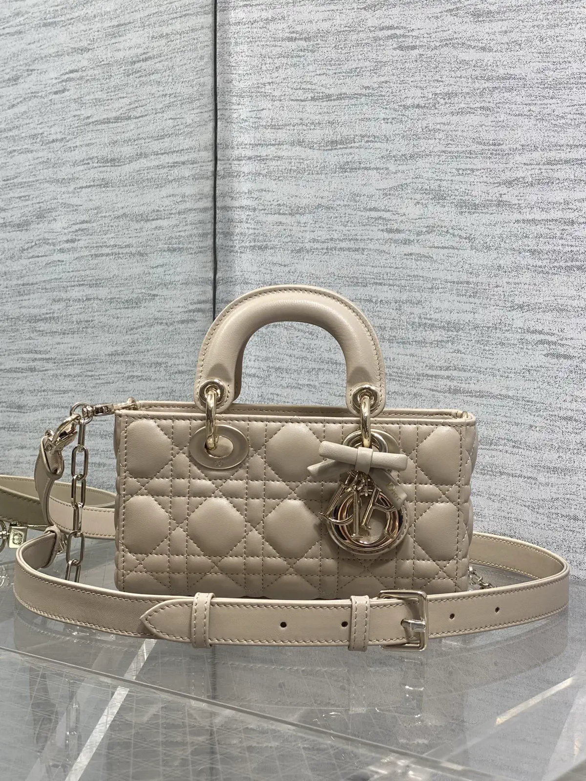 Dior Quilted Mini Top Handle Bag with Bow Charm image 1