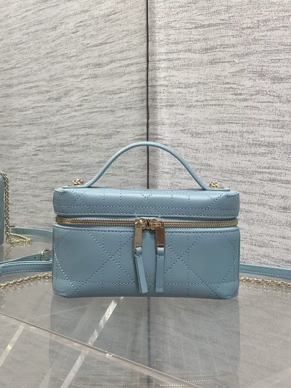 Dior Light Blue Quilted Cosmetic Bag image 1