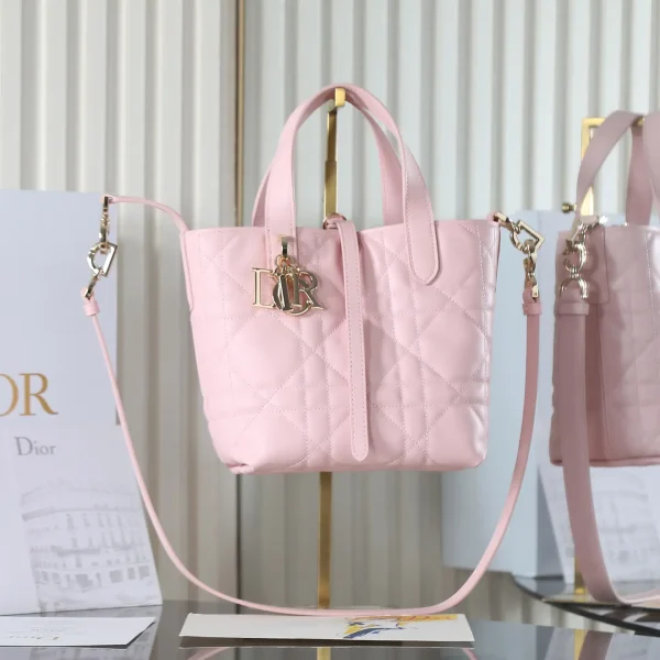 Dior Quilted Small Vertical Tote Bag with Detachable Strap image 1