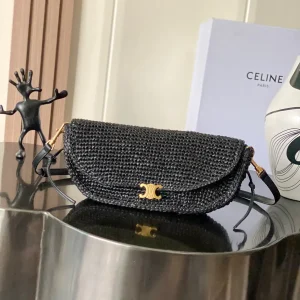 CELINE Black Woven Halfmoon Crossbody Bag image 1