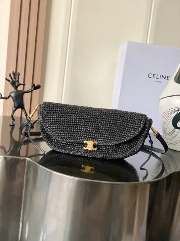 CELINE Black Woven Halfmoon Crossbody Bag image 1
