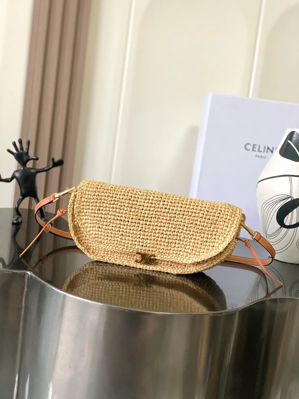 CELINE Woven Halfmoon Shoulder Bag image 1