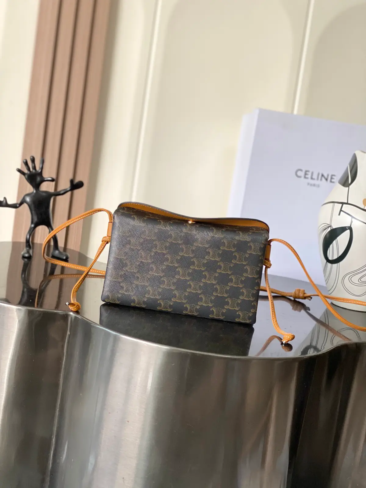 CELINE Triomphe Monogram Trio Flap Crossbody Bag image 1