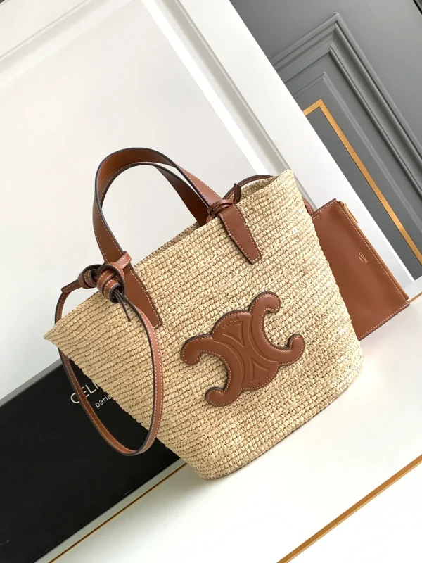 CELINE Teen Woven Basket Bag with Leather Trim image 1