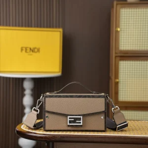FENDI Beige Box Bag with Top Handle and Shoulder Strap image 1