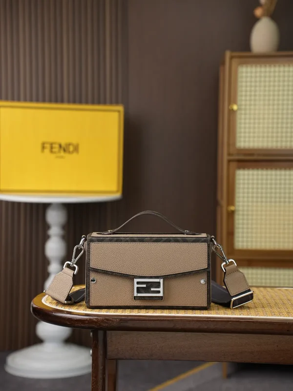 FENDI Beige Box Bag with Top Handle and Shoulder Strap image 1