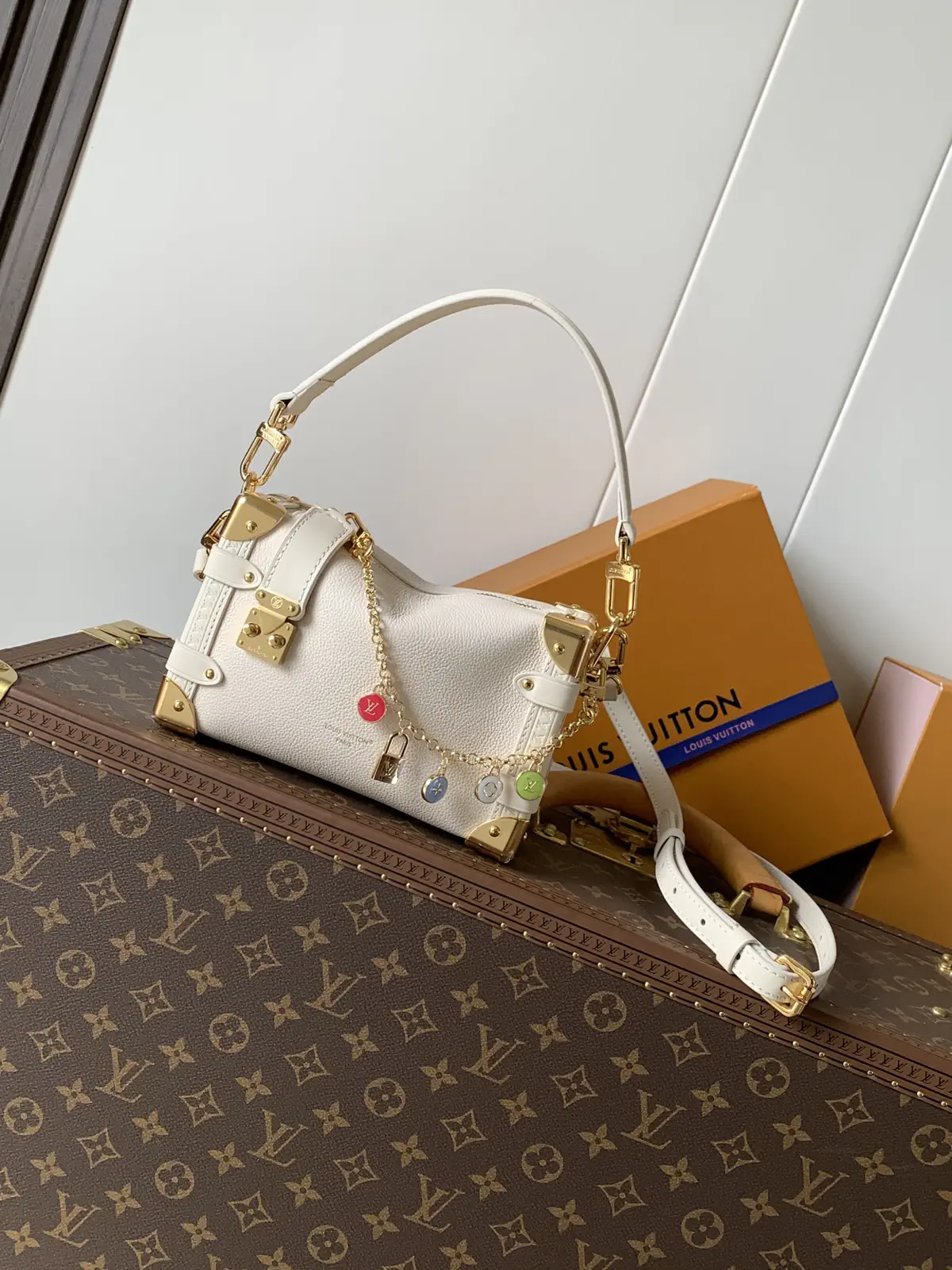 Louis Vuitton Side Trunk MM Bag with Colorful Charms image 1