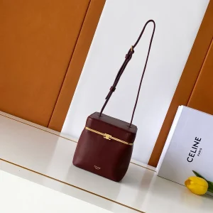 CELINE Burgundy Leather Box Shoulder Bag image 1