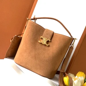 CELINE Suede Bucket Bag with Triomphe Logo image 1
