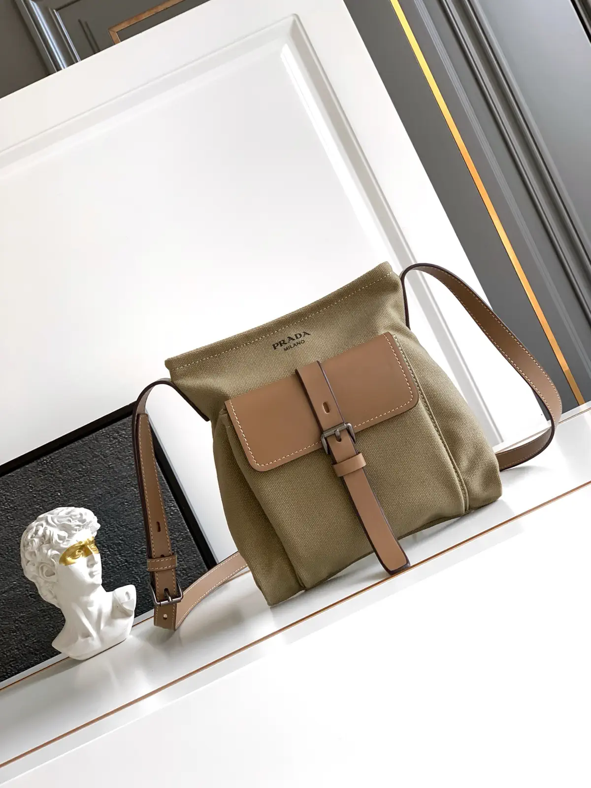 Prada Canvas and Leather Shoulder Bag image 1