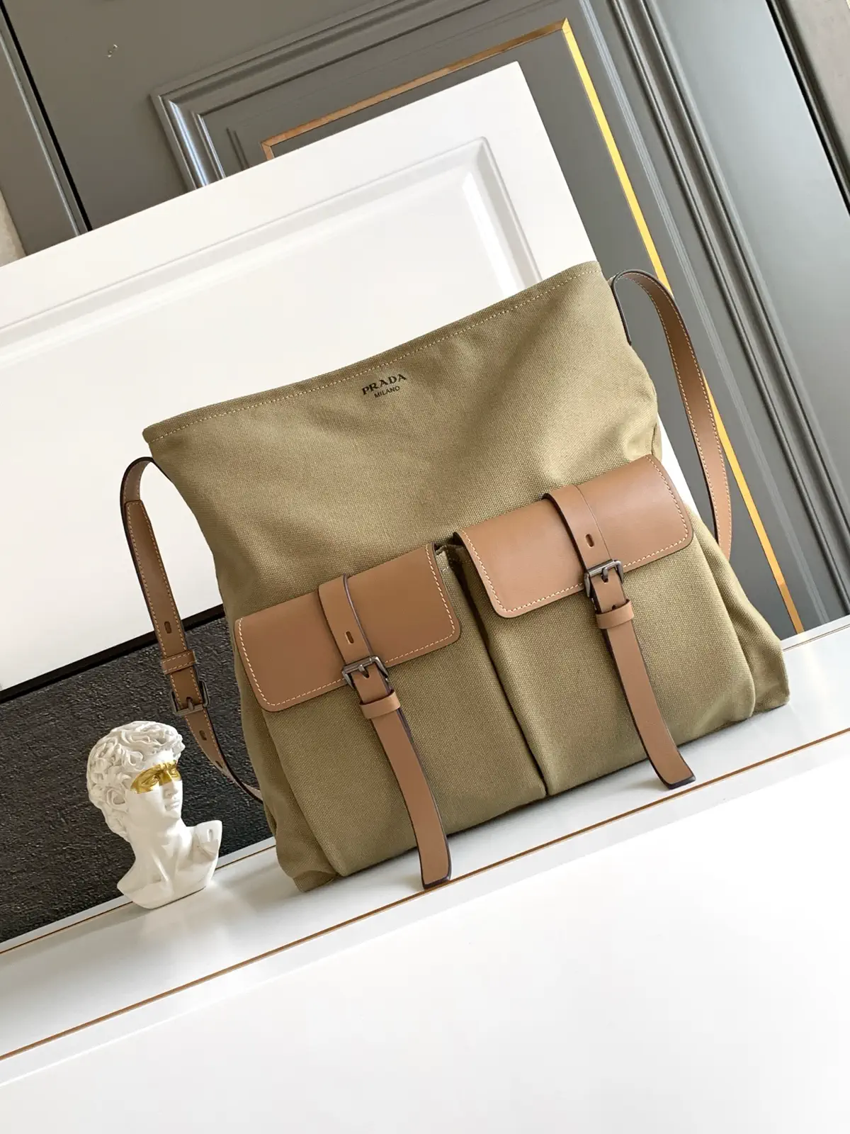 Prada Canvas and Leather Tote Bag image 1
