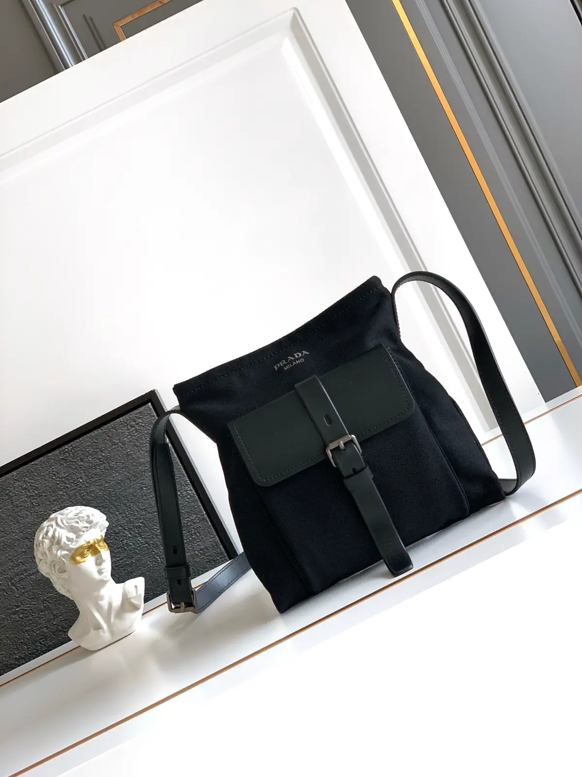 Prada Canvas and Leather Crossbody Bag image 1