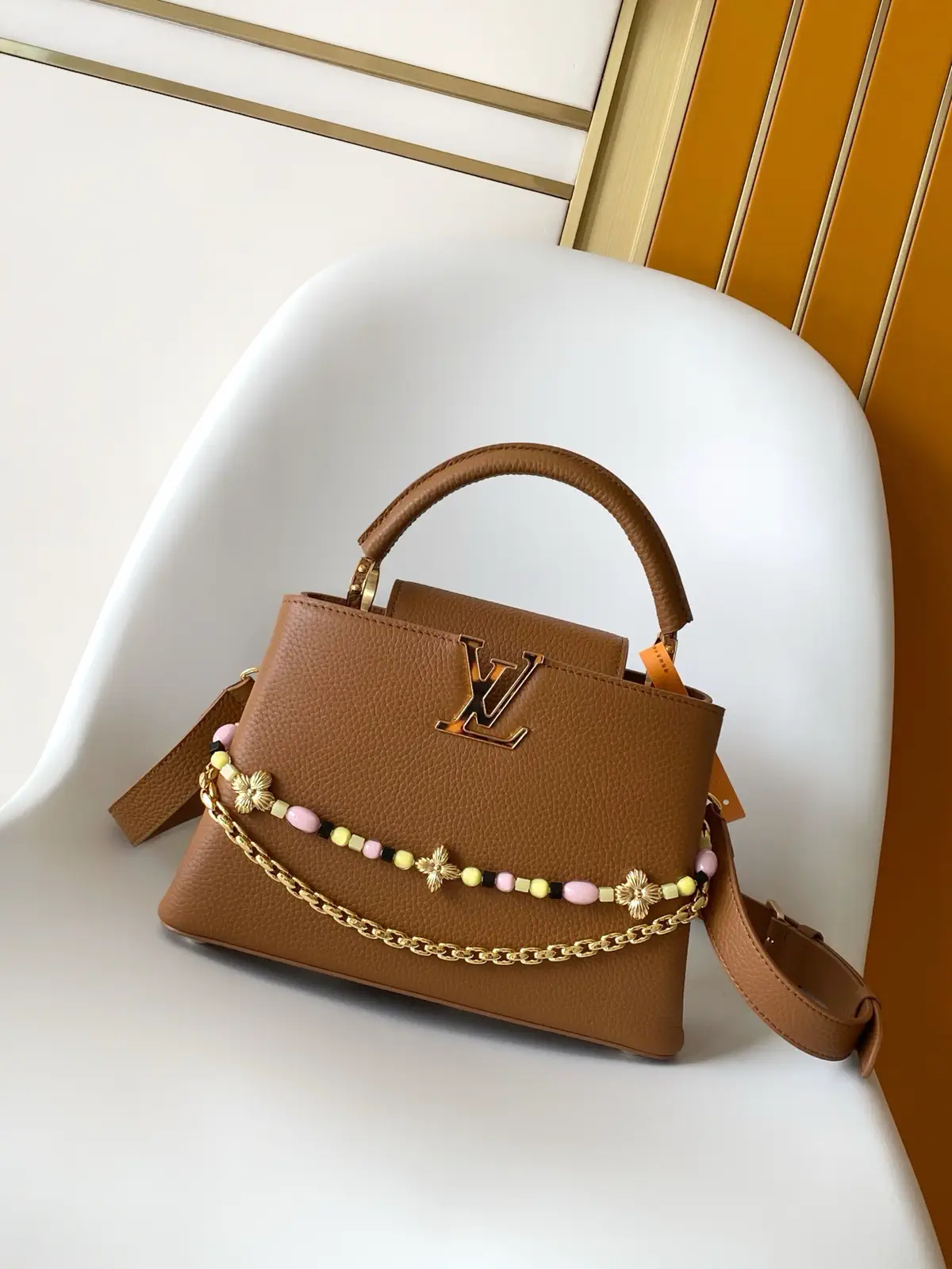 Louis Vuitton Capucines East West Mini Handbag with Decorative Chain image 1