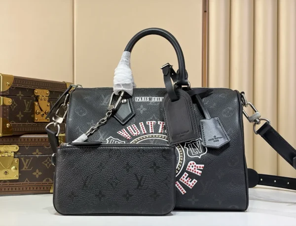 Louis Vuitton Black Crystal Embellished Top Handle Bag with Pouch image 1