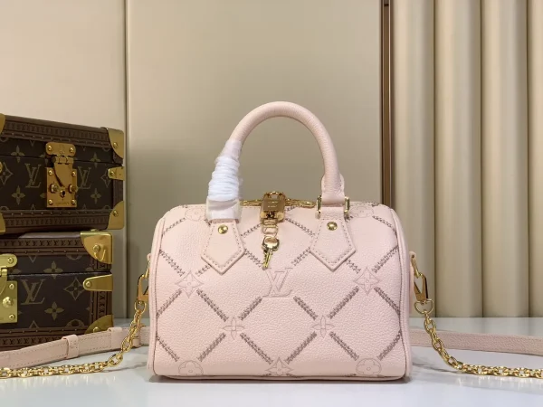 Louis Vuitton Pink Embroidered Speedy Bandoulière 20 Top Handle Bag image 1