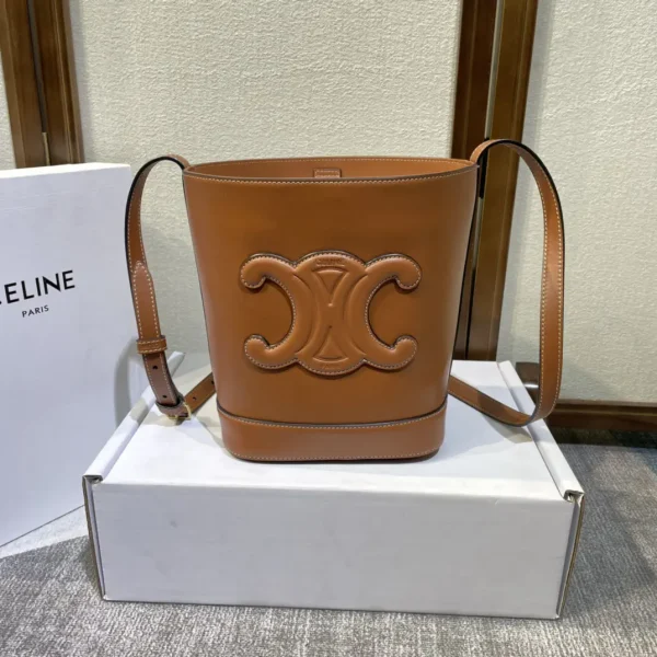 CELINE Triomphe Logo Leather Bucket Bag image 1