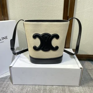 CELINE Canvas Bucket Bag with Triomphe Logo image 1