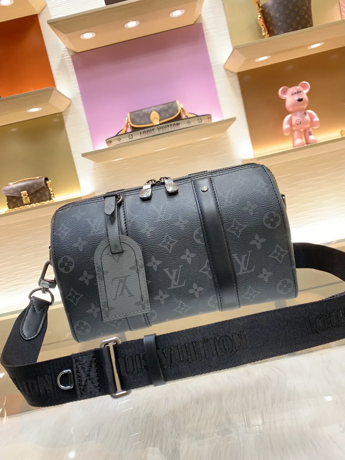 Louis Vuitton Monogram Eclipse Keepall Duffle Bag image 1
