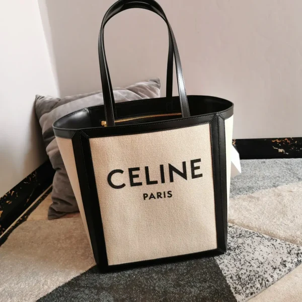 CELINE Canvas Tote Bag with Black Trim image 1