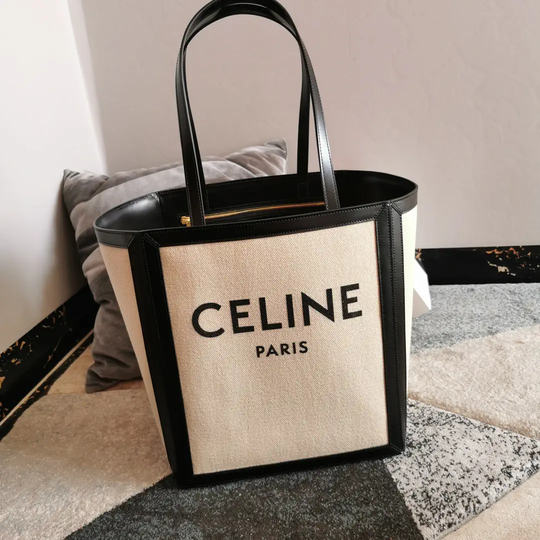 CELINE Canvas Tote Bag with Black Trim image 1