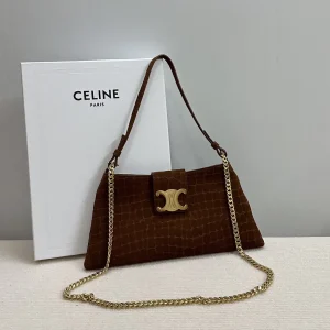 CELINE Croc-Embossed Triomphe Shoulder Bag image 1