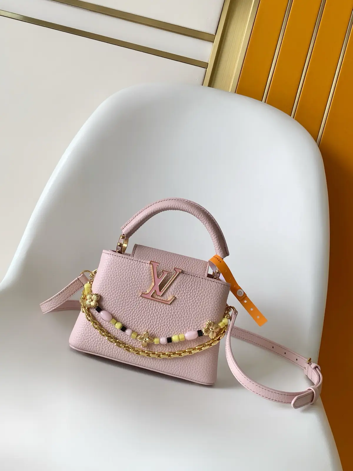 Louis Vuitton Pink Taurillon Leather Capucines East West Mini Top Handle Bag image 1