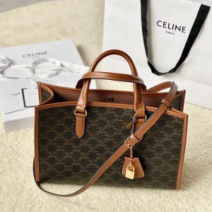 CELINE Monogram Cabas Tote Bag with Leather Trim image 1