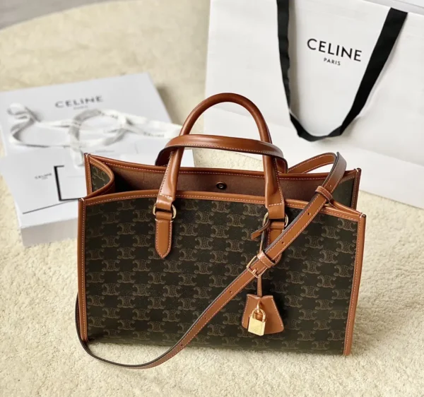 CELINE Monogram Cabas Tote Bag with Leather Trim image 1