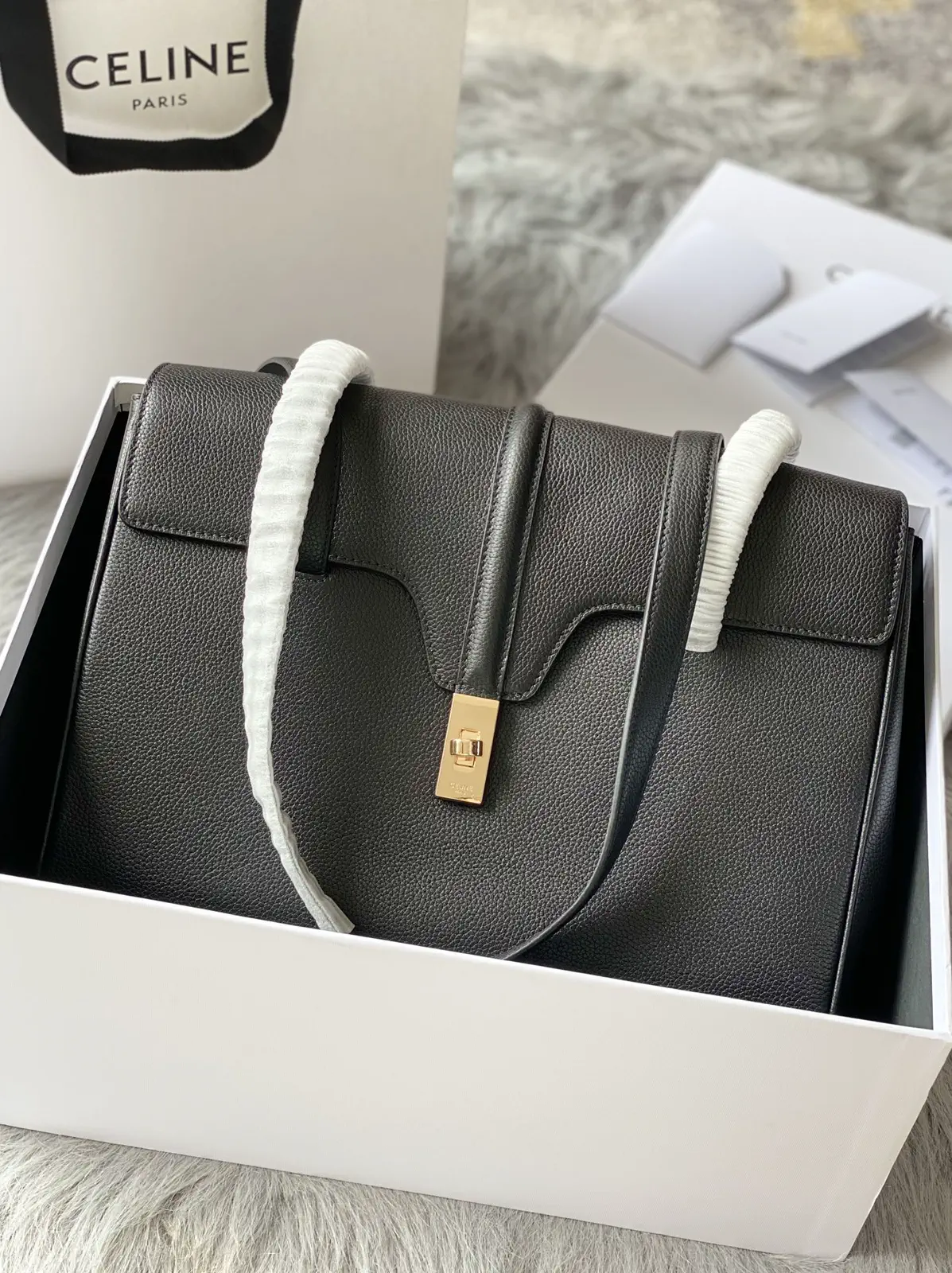 CELINE Black Soft 16 Top Handle Bag image 1