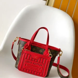 Louis Vuitton Red Monogram Canvas Neverfull Bandoulière Inside Out BB Tote Bag image 1