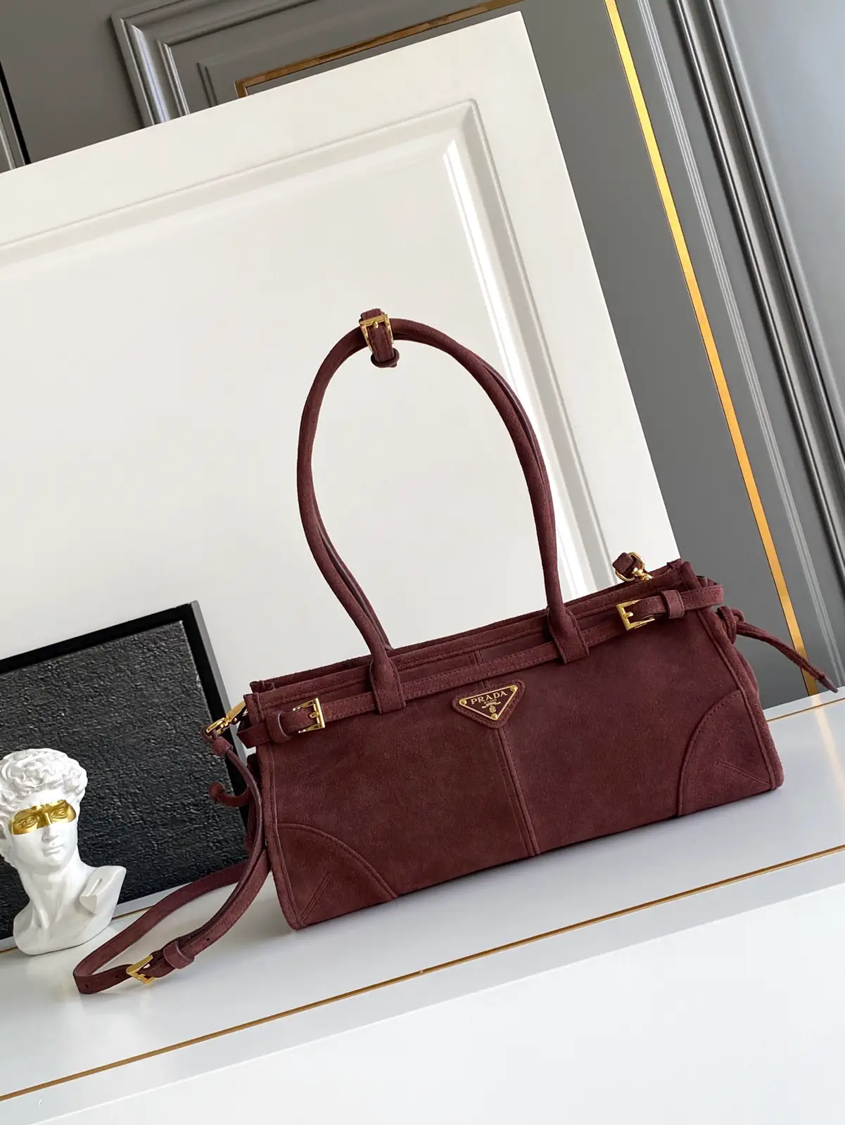 Prada Suede Top Handle Crossbody Bag image 1