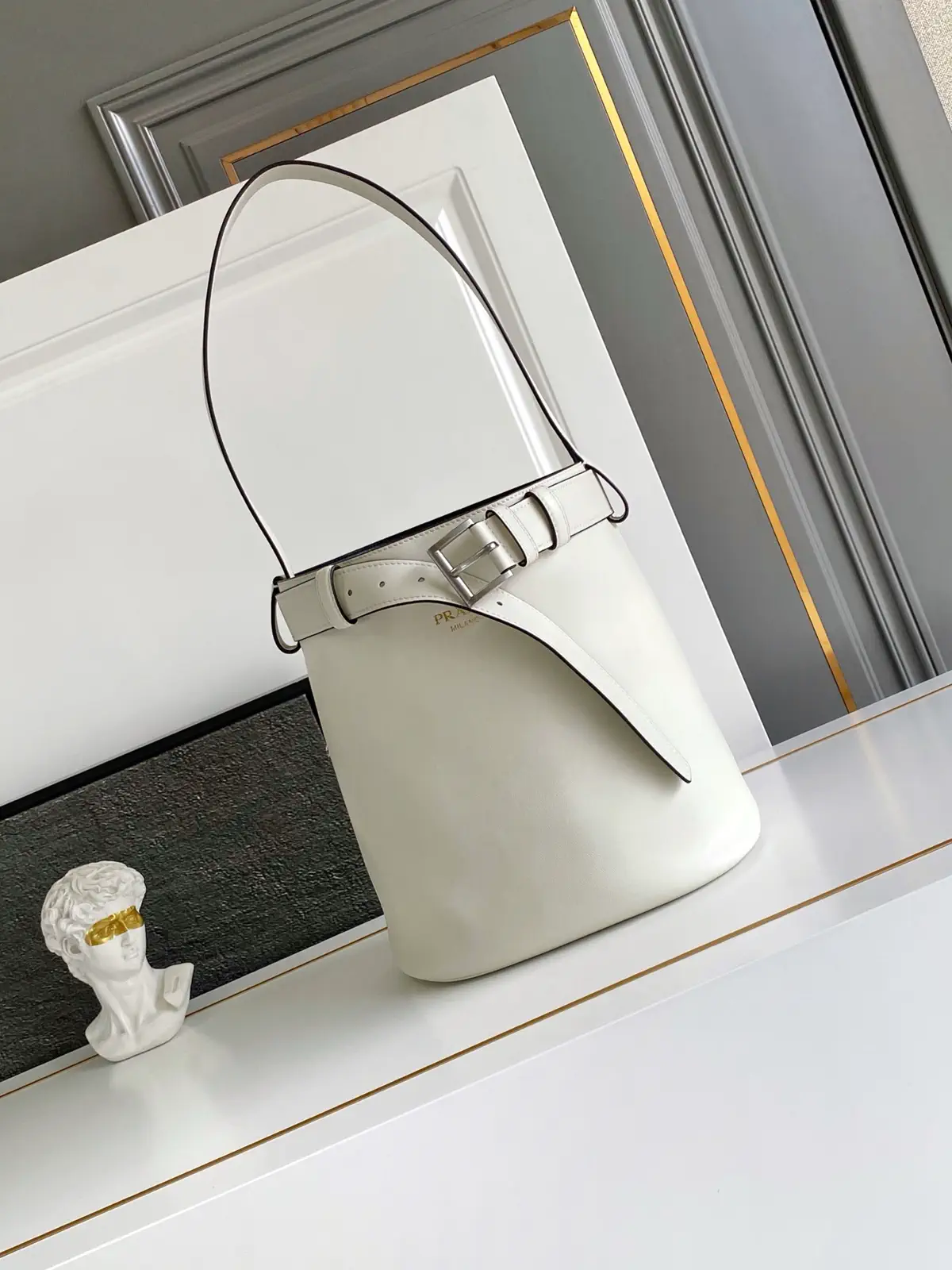 Prada Buckle Leather Bucket Bag image 1