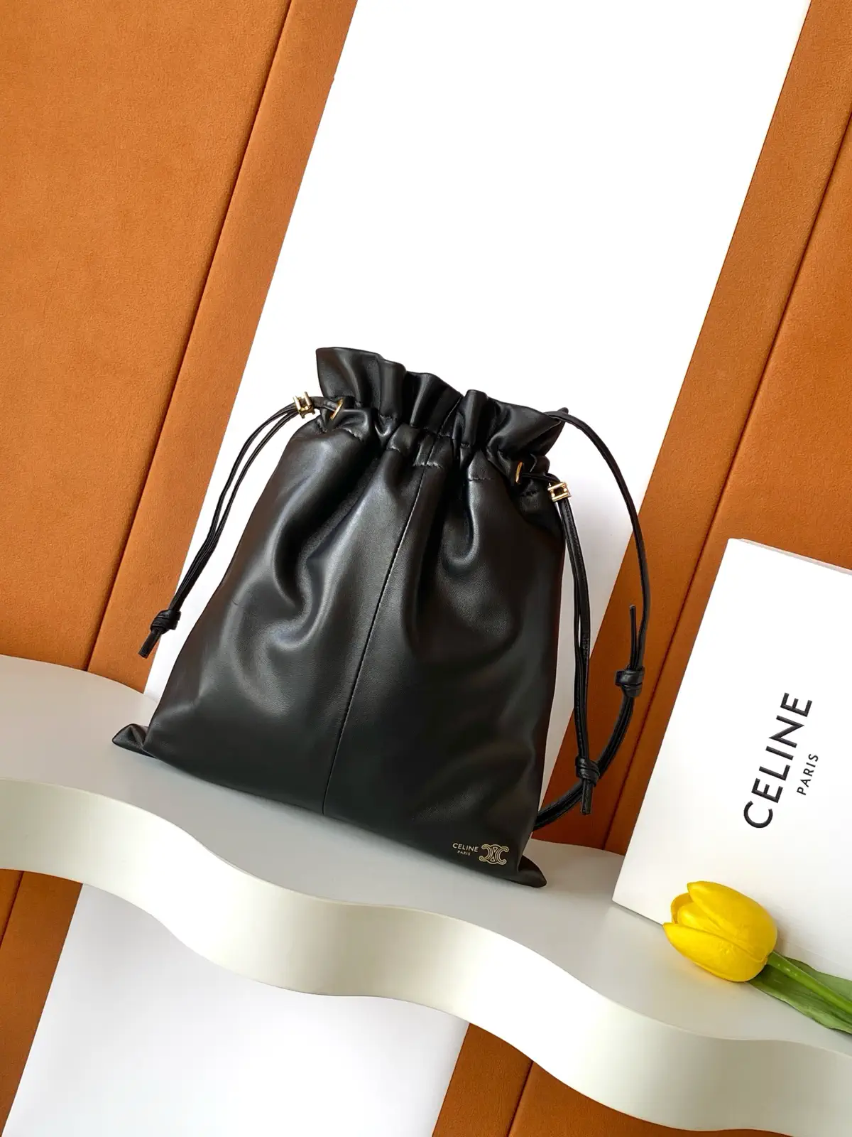 CELINE Black Drawstring Bucket Bag image 1